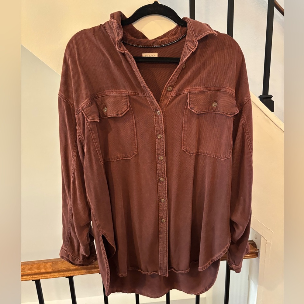 Anthropologie Pilcro Rust-Coloured/Brownish/Red Button Down - Size S